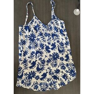 Show Me Your Mumu M Mini Romper Ruffle Sleeveless Flowy V-Neck Blue Bird‎ Beachy